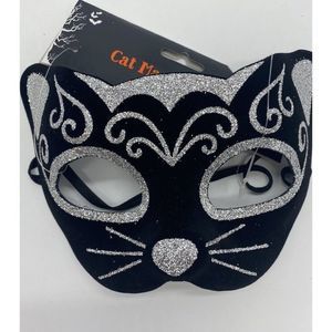 Adult Half Face Cat Mask Masquerade Accessory Elegant Costume Halloween Black